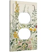Yamxbfa Decorative Outlet Covers Rustic Beige Wildflower Green Plants Yellow Floral 1 Gang Duplex...