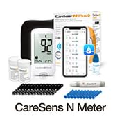 CareSens N Plus Bluetooth Blood Glucose Monitor Kit with 100 Blood Sugar Test Strips, 100 Lancets...