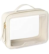 PACKISM Large Clear Makeup Bag - Pebbled Texture &amp; Hard PU Leather Car Bag Organizer for Car Esse...