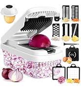 Vegetable Chopper,12-in-1 Multifunctional Food Chopper,Professional Onion Chopper with 7 Blades,V...