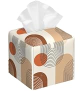 Boho Leather Tissue Box Holder Abstract Line Art Tissue Box Cover Facial Paper Case Organizer Cub...