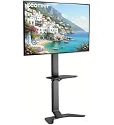 ECOTINY Ultra Slim Floor TV Stand for 37–86 Inch TVs, Modern Curved Base with Shelf, Adjustable H...