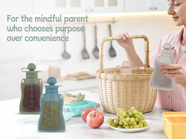 silicone reusable baby food pouches
