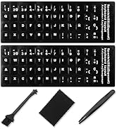 Spanish Keyboard Stickers[5 in 1],Spanish English Keyboard Stickers with White Font on Black Back...