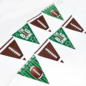 Football Party Decorations Green Brown Football Pennant Banner Fabric Triangle Garland Streamers