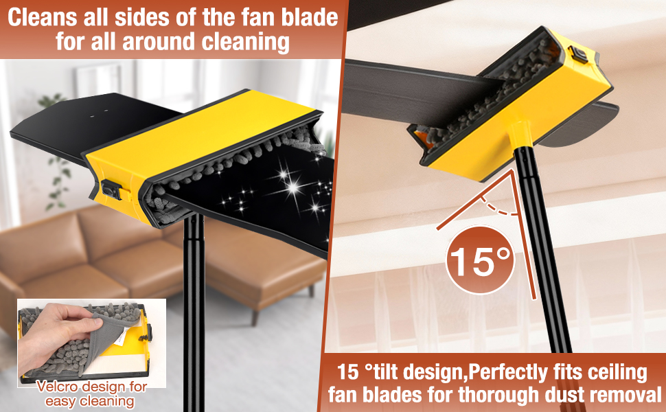 fan duster with long handle