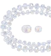 PH PandaHall 179pcs Faceted Glass Beads 2 Sizes Clear Crystal Beads 6mm 8mm AB Color Rondelle Bea...