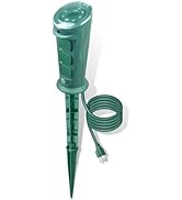 OSKOS Outdoor Power Stake with Photocell Timer 2/4/6/8 Hour Countdown, Dusk to Dawn, 3 Grounded O...