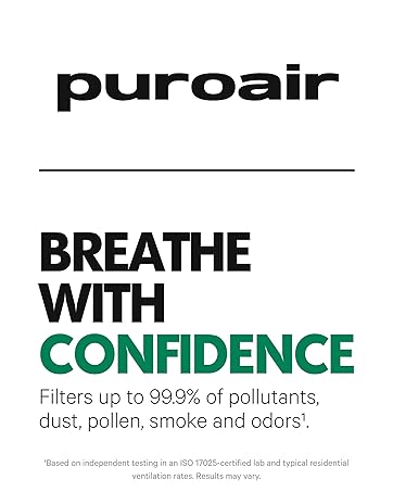 PuroAir HEPA Air Purifier for Allergies Pets Small Rooms Offices Bedrooms Dorm Kitchen
