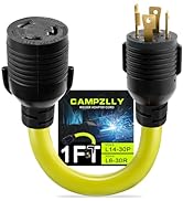 Campzlly NEMA L14-30P to NEMA L6-30R Welder Adapter Cord, 30 Amp 4 Prong Male to 3 Prong Female T...