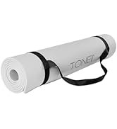 Tone Fitness Yoga Mat 1/4" Thick Non Slip Exercise &amp; Pilates Mat for Home Workouts with Carrying ...