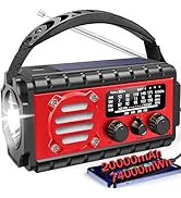 Aivica 20000mah Emergency Radio, SW/NOAA/AM/FM Weather Radio, Solar Powered Hand Crank Chager wit...
