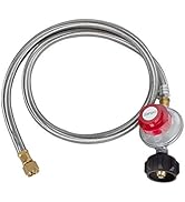 GasSaf 5 Feet Stainless Steel Braided 20 PSI Adjustable Propane Regulator Hose with QCC-1/Type,Ga...