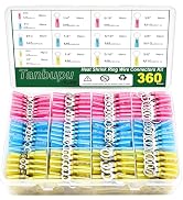 Tanbupu 360Pcs Heat Shrink Ring Wire Connectors,#10,1/4",5/16",3/8"(3 Colors/4 Sizes)12-10 16-14 ...