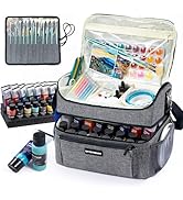 Acrylic Paint Organizer Bag with Washable Roll-Up Brush Holder, 2-Layer Art Supply Case, Large Cr...