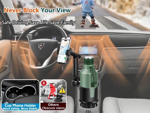 cup phone holder never block your view