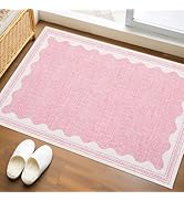 Door Mat Indoor Rugs for Entryway Small Rug 2x3 Washable Non-Slip Solid Pink Modern Minimalism Lo...