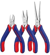WORKPRO Mini Pliers Set, 3-Piece Small Pliers Tool Kit Includes 4” Diagonal Plier, 5” Long Nose P...
