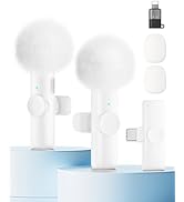 Wireless Microphone for iPhone iPad and Android Phone, 2 Pack Wireless Lavalier Lapel Mic with No...