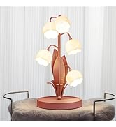 WERFOP Flower Table Lamp, Vintage Lily of The Valley Desk Lamp for Bedside, 3 Color Modes Cute Re...