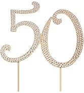 Toddmomy 50 Gold 50th Anniversary Bling Rhinestone 50th Birthday Crystal Cake Decoration