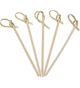 200 Count | KingSeal Bamboo Wood Flower Knot Picks, Skewers, 3.5 Inches, Perfect for Cocktails an...