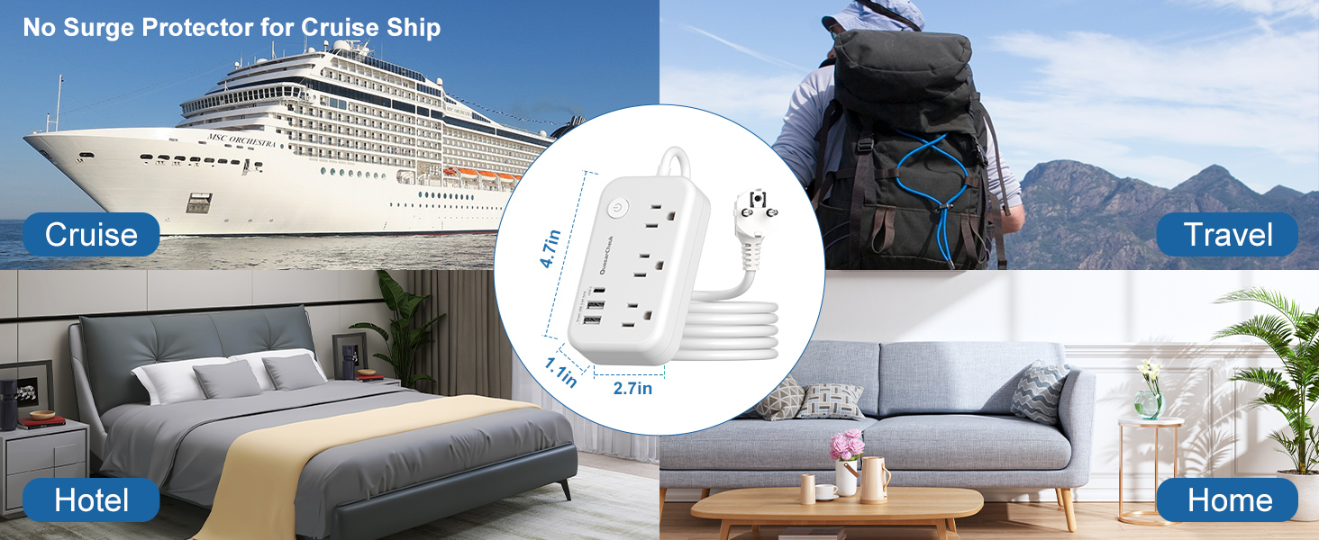 Cruise(No Surge Protector for Cruise Ship), Travel, Hotel, Home