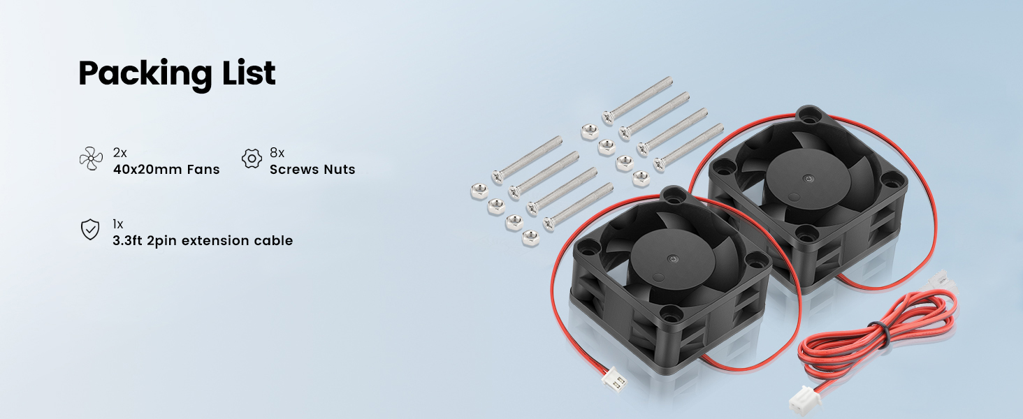 2pack gdstime 40x40x20mm 24v 2pin dc brushless cooling fan for 3d printer ender 3