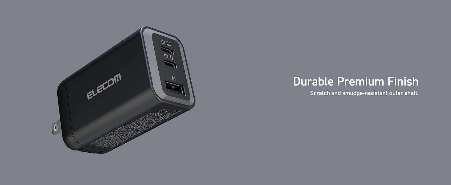 Elecom Wall Charger 65 watt 3 Port
