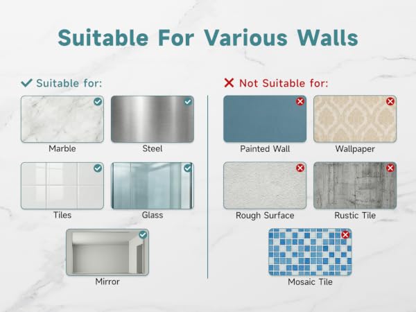 suitable for marble steel tiles glass mirror walls, not suitable for painted wall wallpapaer