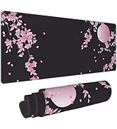 Sakura Cherry Blossom Extended Gaming Mouse Pad Non-Slip Rubber Base Pink Large Mousepad 31.5x11....