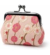 Square Coin Purse [ Made in Japan ] Traditional Edo Komon Design Small Change Pouch (Weeping plum...