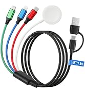Nefuo Dual Type-C 4 in 2 Multi Charging Cable for iPhone Watch Charger, 12 Inch Split Travel Esse...