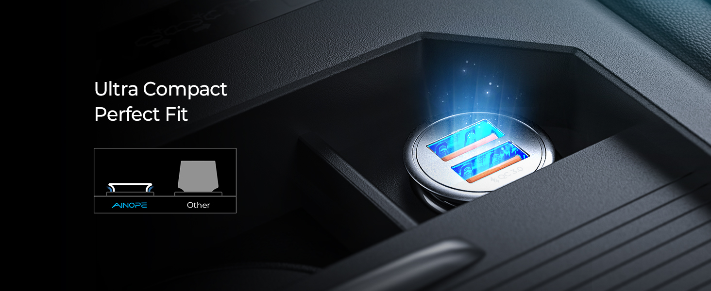 AINOPE USB Car Charger 45W/6A [All Metal] Fast Car Charger Mini Cigarette USB Adapter