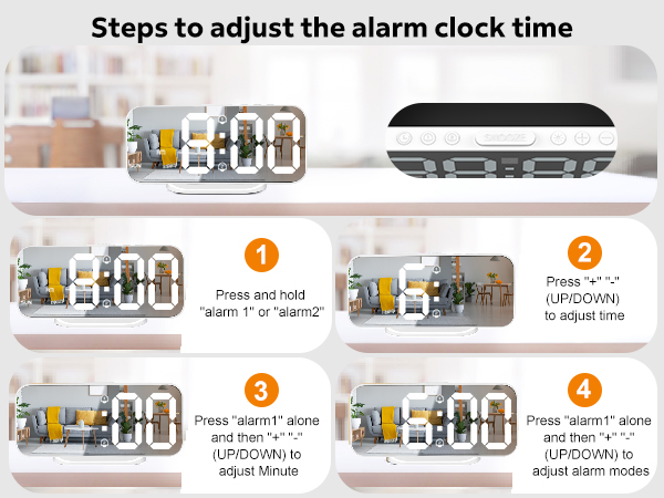 Steps to adjust the alarm clock time