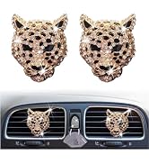 2PCs Golden Bling Leopard Air Freshener Vent Clip Rhinestone Car Decoration Interiors Accessory