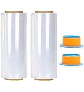 ROSEUP Clear Stretch Wrap Industrial Strength - Clear Plastic Cling, Stretch Film Rolls for Packa...