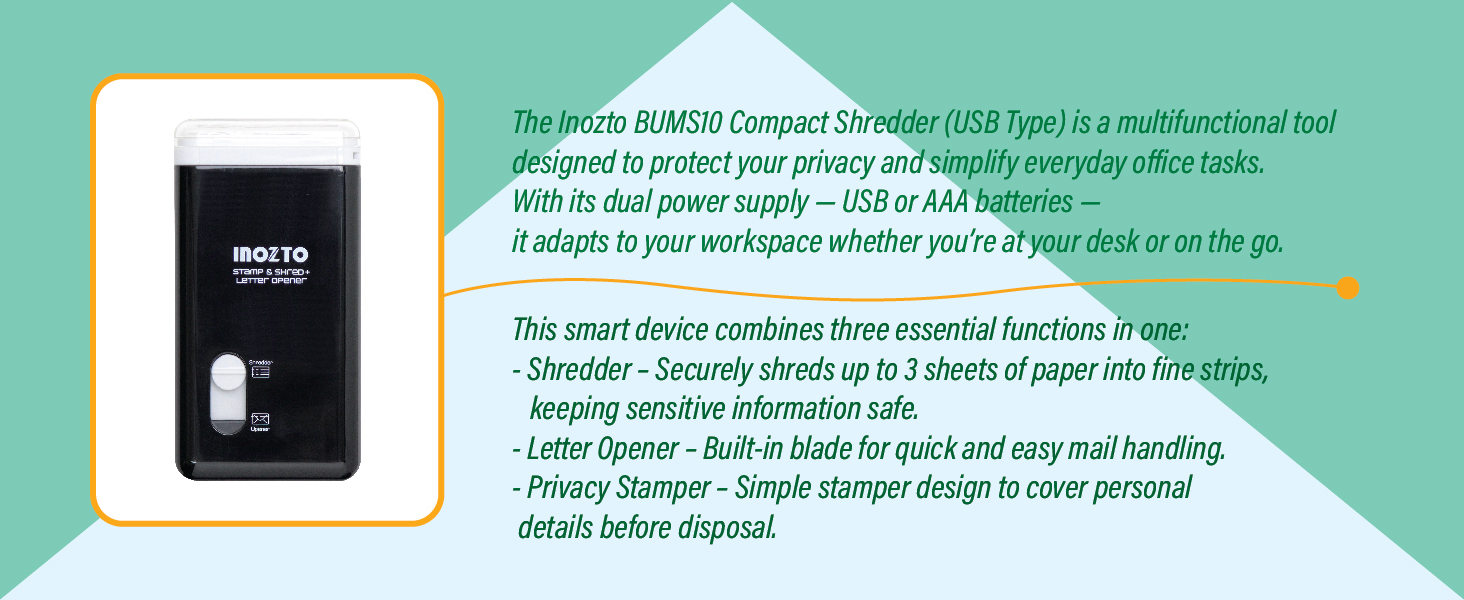 INOZTO Three-in-one Handheld Paper Shredder for Home and Office