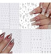 NOOEPC 7 Sheets Metallic Mirror Silver Nail Stickers Nail Art for Women 3D Star Nail Art Stickers...