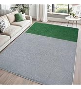 FALARK Rugs for Bedroom Living Room, 5x7 ft Light Grey Dark Green Area Rug, Washable Memory Foam ...