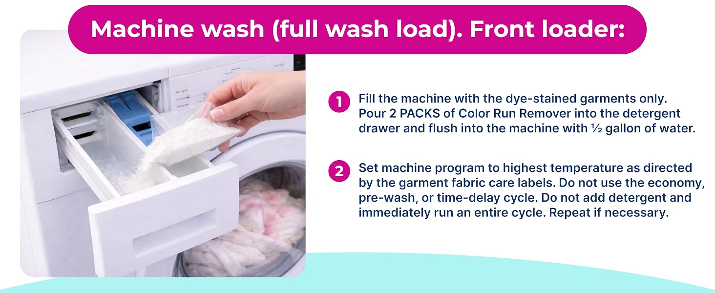 Carbona color run remover front load washer for removing dye transfer stains