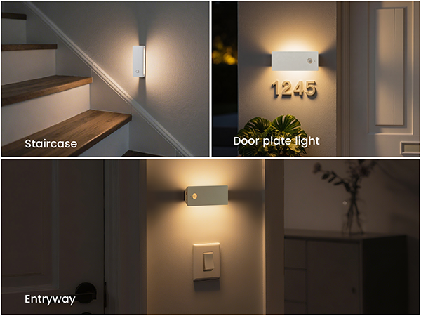 Rechargeable Motion Sensor Night Light, for Staircase, Hallway, Above the switch, Door plate light
