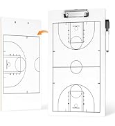 QUEENLINK Basketball Coaching Board, Double-Sided Tactical Marker Board with Full and Half Court,...