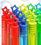 32 Pcs 8 Colors Neon Bubbles Party Favors For Kids, Mini Star Bubble Wand Bulk In Gift Box as Goo...