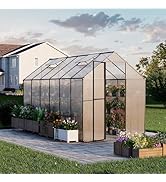 Kingdura 6x12ft Walk-in Greenhouse for Outdoors, Large Polycarbonate Greenhouses with Heavy Duty ...