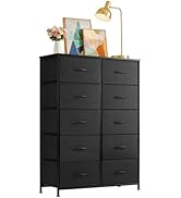 Accver 10-Drawer Fabric Dresser, Chest of Drawers Clothes Cabinet for Closet &amp; Bedroom, Storage O...