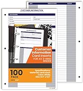 Performore 100 Pack of Customer Profile Information Sheets 8.5" X 5.5" Card Inserts for A5 3-Ring...