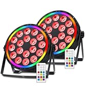 Telbum 18LEDs Par Lights DMX, 70W RGBW Stage Par Light with Remote, Sound Activated DJ Stage Ligh...