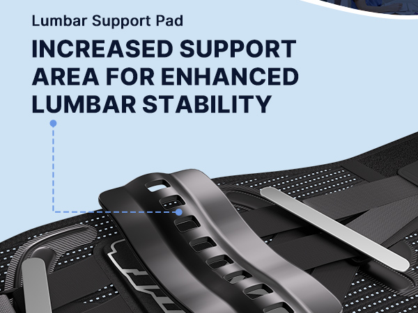 lumbar support pad: increased support area for enhanced lumbar stability