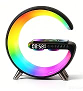 5 in 1 LED Table Lamp with Wireless Charging Bluetooth Speaker | App Controlled Night Light Alarm...